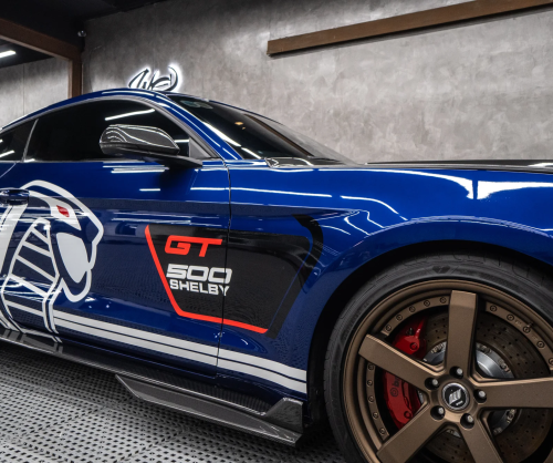 Wrap Ford Mustang 5.0 với thiết kế Snake xanh nổi bật