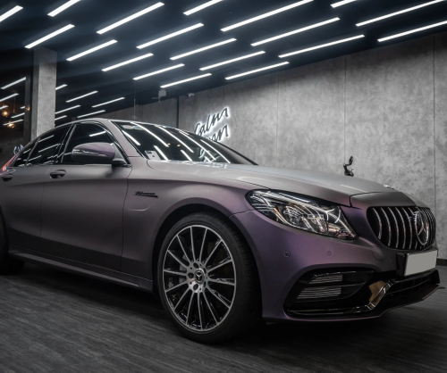 Dán đổi màu xe Mercedes C300 Matte Dark Violet