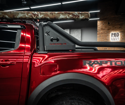 Dán đổi màu xe Ford Ranger Raptor Chrome Red & Matte Black