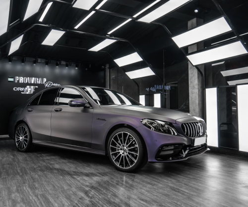 Dán đổi màu xe Mercedes C300 Matte Dark Violet