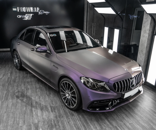 Dán đổi màu xe Mercedes C300 Matte Dark Violet
