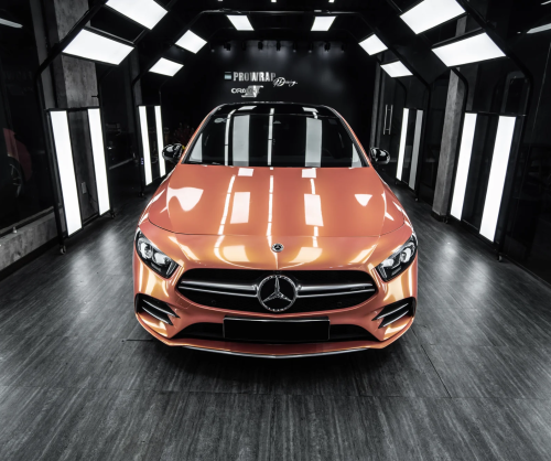 Dán đổi màu xe Mercedes-Benz A35 AMG Gloss Magic Orange Pink
