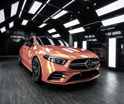 Dán đổi màu xe Mercedes-Benz A35 AMG Gloss Magic Orange Pink