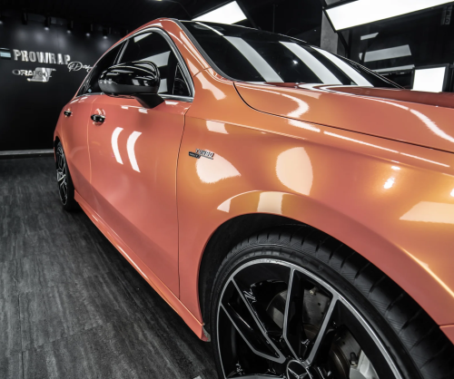 Dán đổi màu xe Mercedes-Benz A35 AMG Gloss Magic Orange Pink