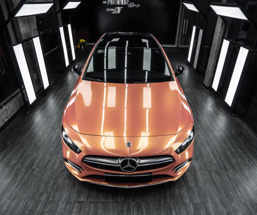 Dán đổi màu xe Mercedes-Benz A35 AMG Gloss Magic Orange Pink