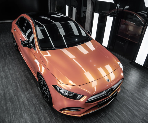Dán đổi màu xe Mercedes-Benz A35 AMG Gloss Magic Orange Pink