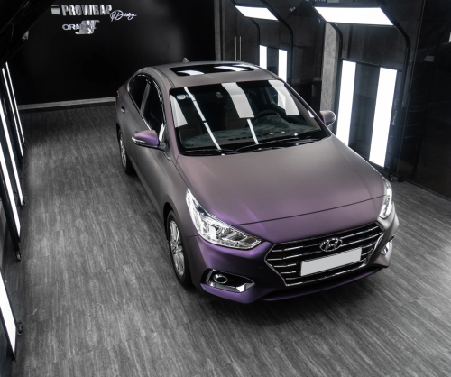 Dán đổi màu xe Hyundai Accent với Matte Dark Violet