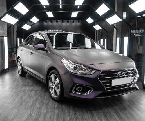 Dán đổi màu xe Hyundai Accent với Matte Dark Violet