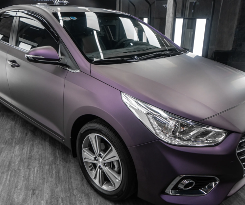 Dán đổi màu xe Hyundai Accent với Matte Dark Violet