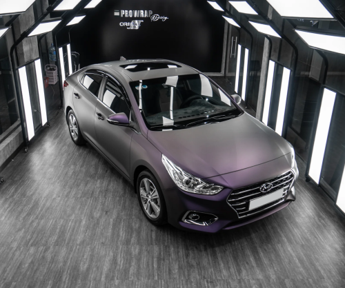 Dán đổi màu xe Hyundai Accent với Matte Dark Violet