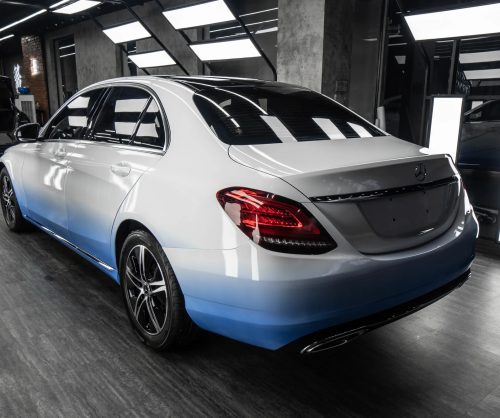 Dán đổi màu xe Mercedes C200 Ombre White - Blue