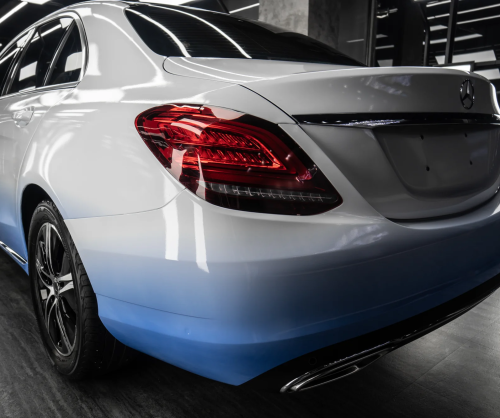 Dán đổi màu xe Mercedes C200 Ombre White - Blue
