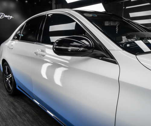 Dán đổi màu xe Mercedes C200 Ombre White - Blue
