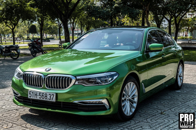 wrap xe - dán đổi màu xe BMW series 5 wrap Gloss Sonoma Green 