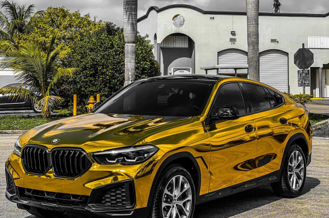 wrap xe - dán đổi màu xe BMW X4 wrap chrome gold