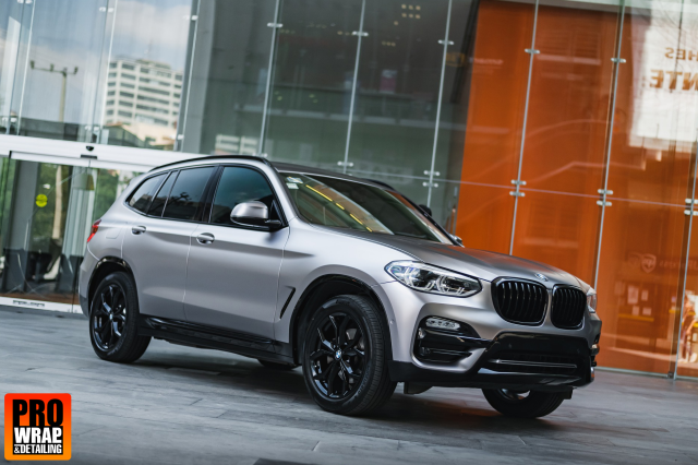 wrap xe - dán đổi màu xe BMW X3 wrap satin titanium gray