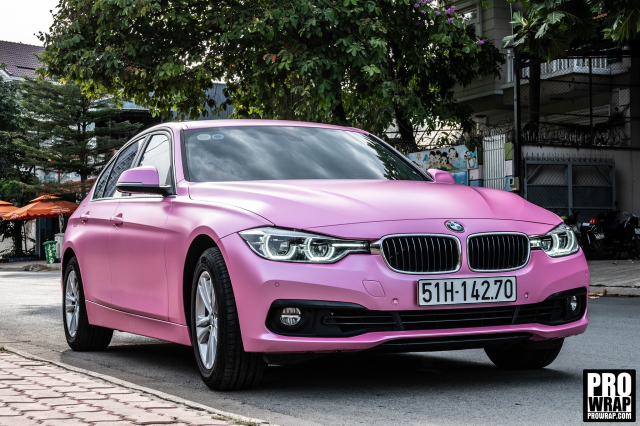 wrap xe - dán đổi màu xe BMW series 3 wrap satin pink metallic