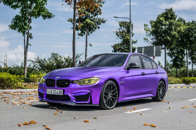 wrap xe - dán đổi màu xe BMW series 3 wrap satin chrome violet