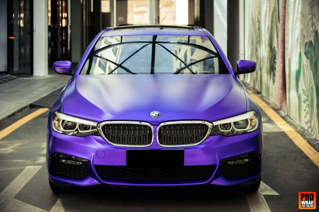 wrap xe, dán đổi màu xe BMW 530i wrap Satin Violet Purple