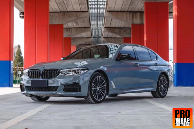 wrap xe, dán đổi màu xe BMW 530 wrap gloss cement gray