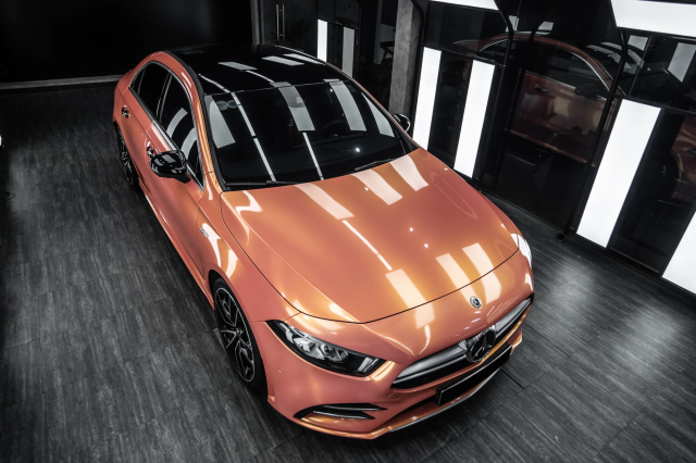 Dán đổi màu xe Mercedes-Benz A35 AMG Gloss Magic Orange Pink